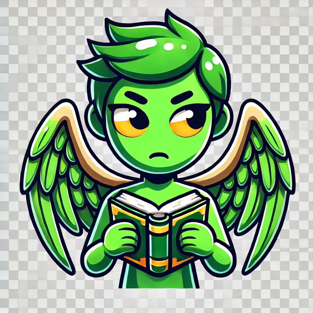 An emoji style picture of Changeling reading.